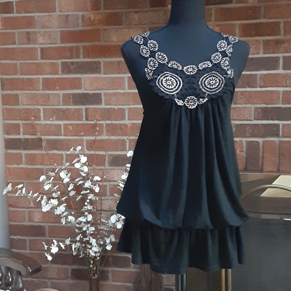 Black and Silver Embellished Tank